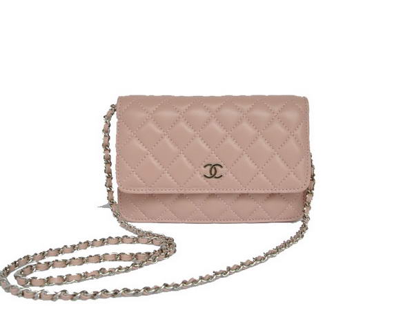Best Chanel Lambskin Leather Flap Bag A33814 Pink Silver On Sale